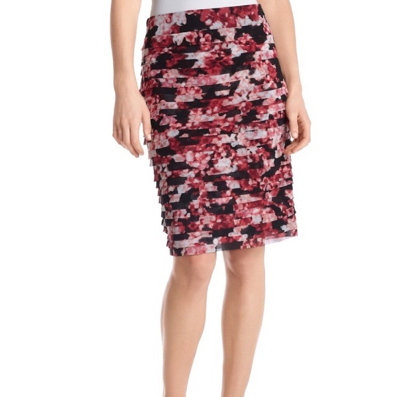 White House Black Market Dresses & Skirts - WH/BM Pink & Black Tiered Floral Pencil Skirt, 4
